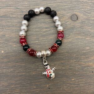 NEW handmade red & black snowman gemstone bracelet